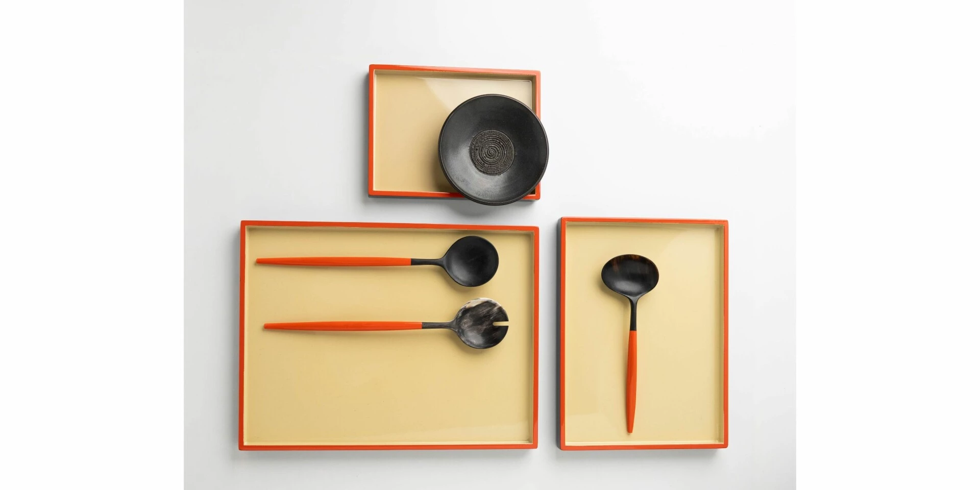 CUTIPOL Goa Specials - Salad set matte horn and orange lacquer-2