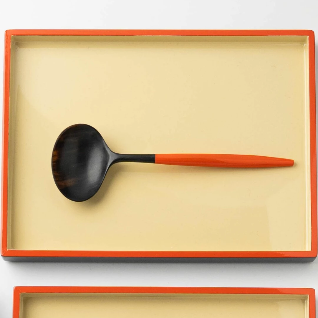 CUTIPOL Goa Specials - Soup spoon matte horn and orange lacquer-1