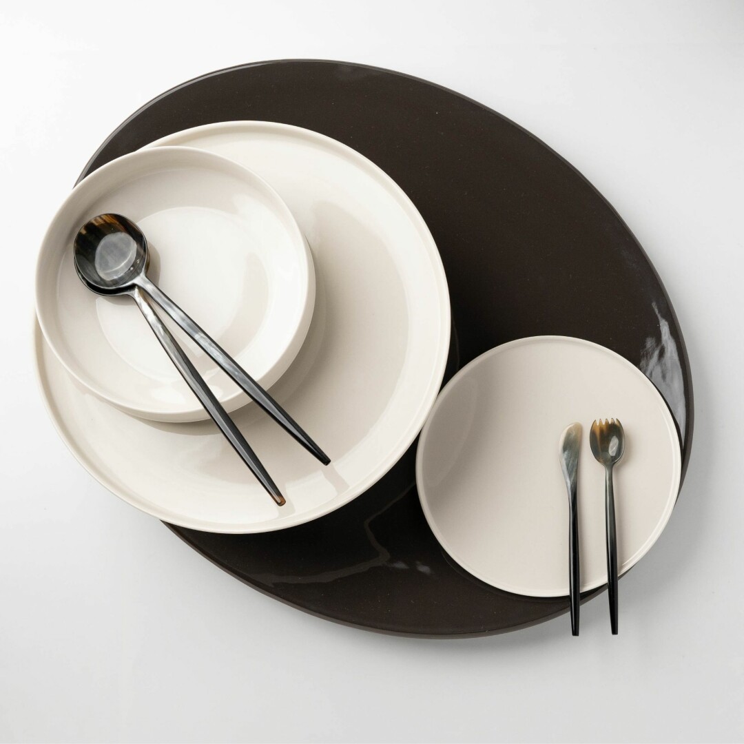 CUTIPOL Goa Specials - Salad set marble black horn-3