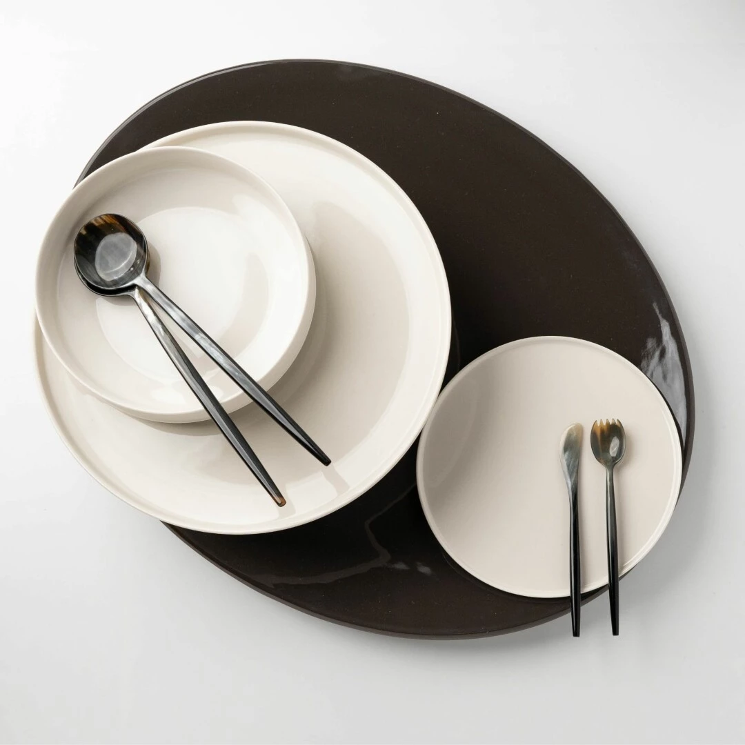 CUTIPOL Goa Specials - Salad set marble black horn-3