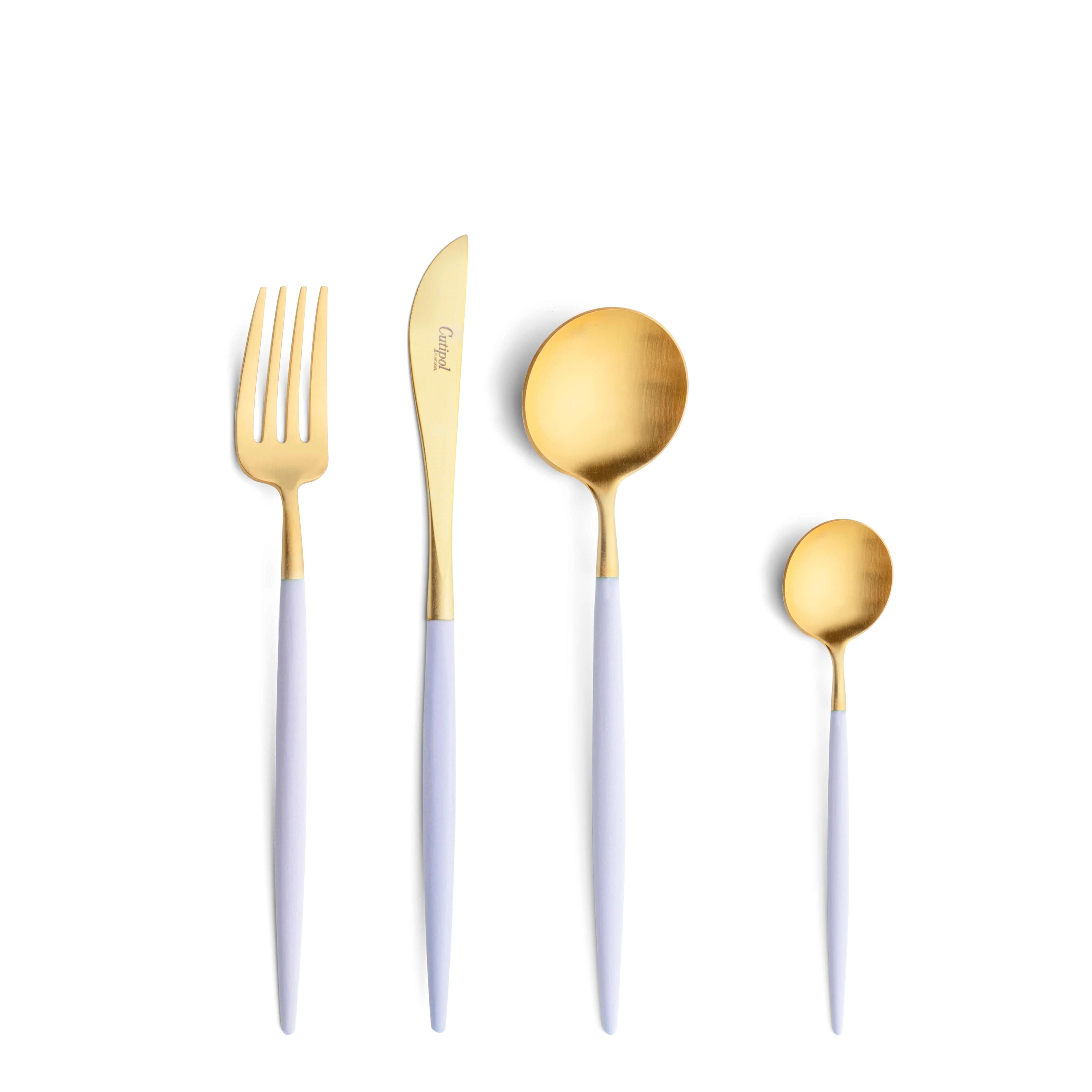 Cutipol Cutlery Goa Violet Gold with dessert fork, dessert knife, dessert spoon and tea-coffee spoon