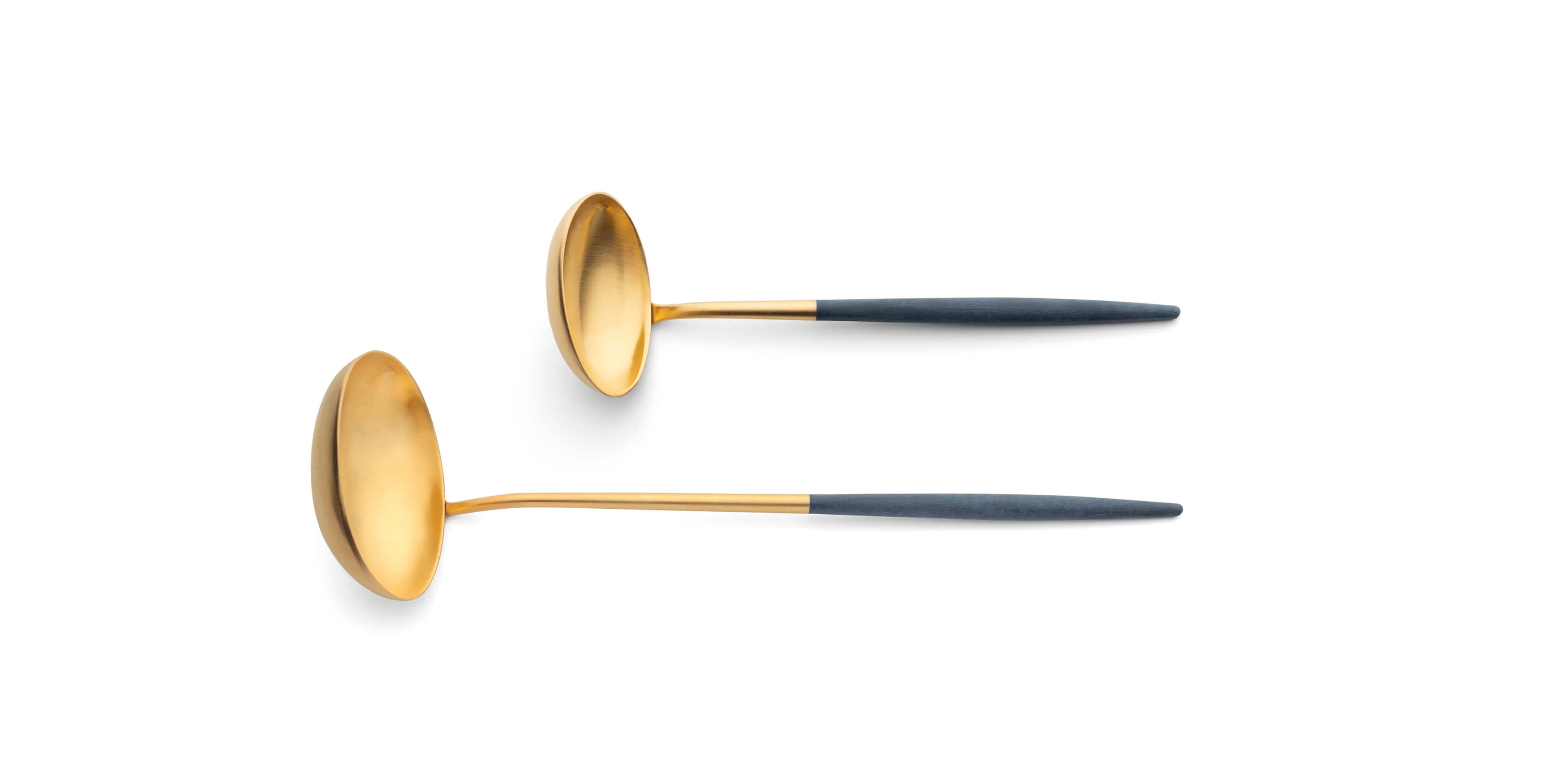 Cutipol Goa Blue Gold with soup ladle and sauce ladle