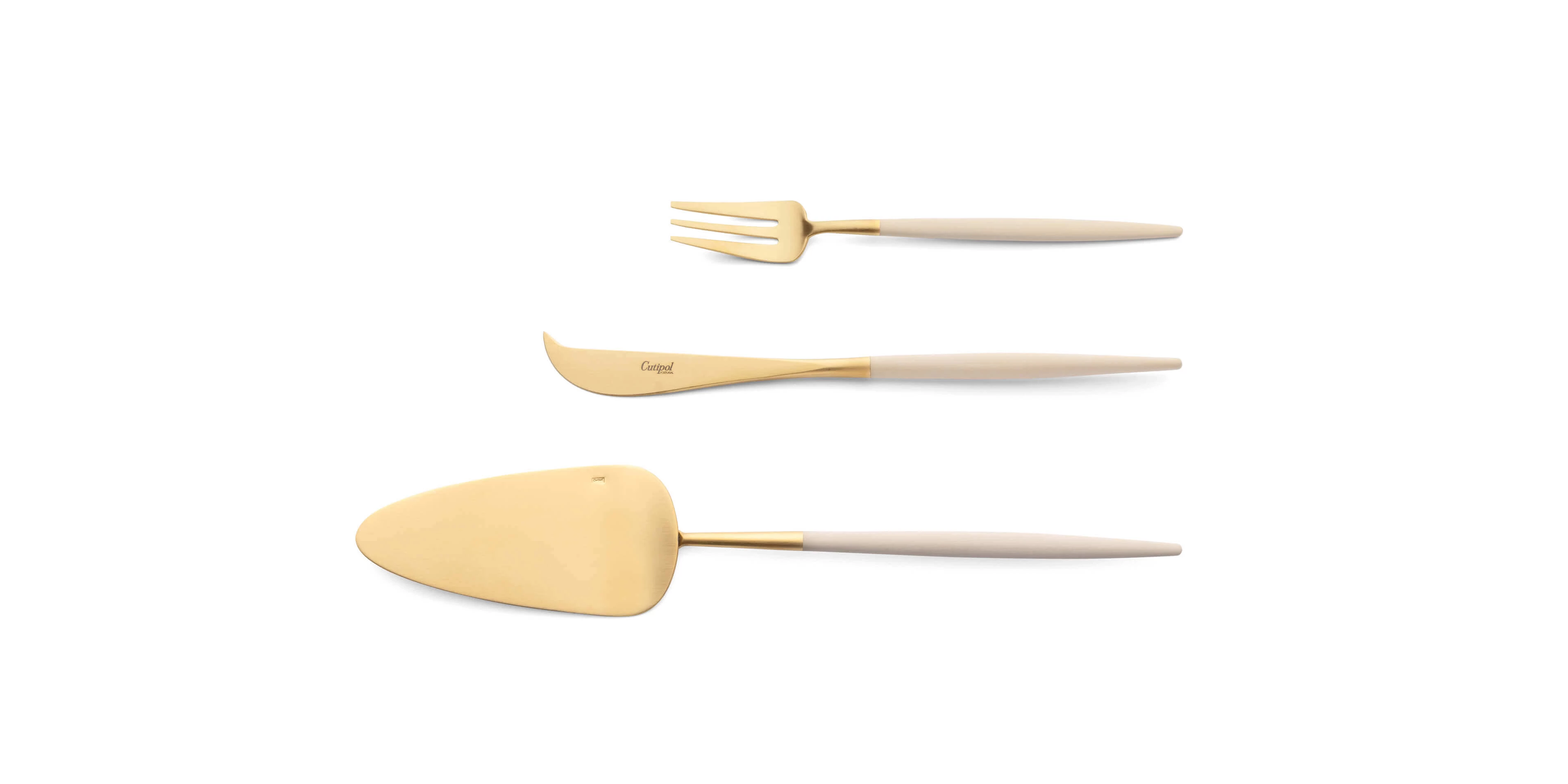 Pie server, cheese knife and pastry fork Cutipol Goa Ivory Gold