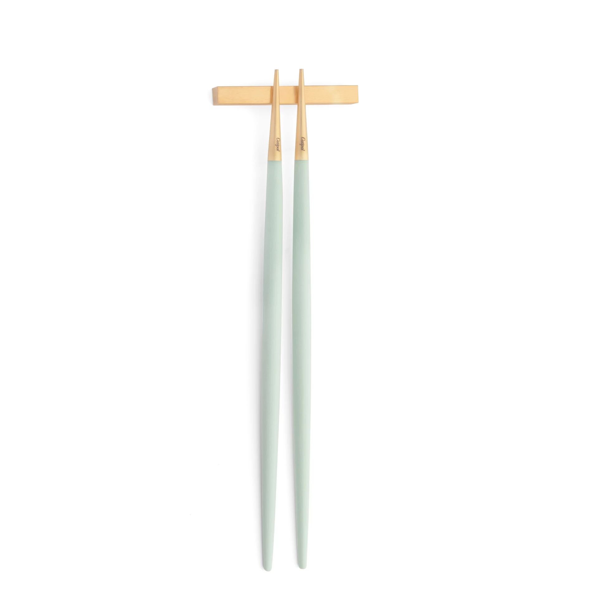 Chopsticks Cutipol Goa Celadon dourado com suporte