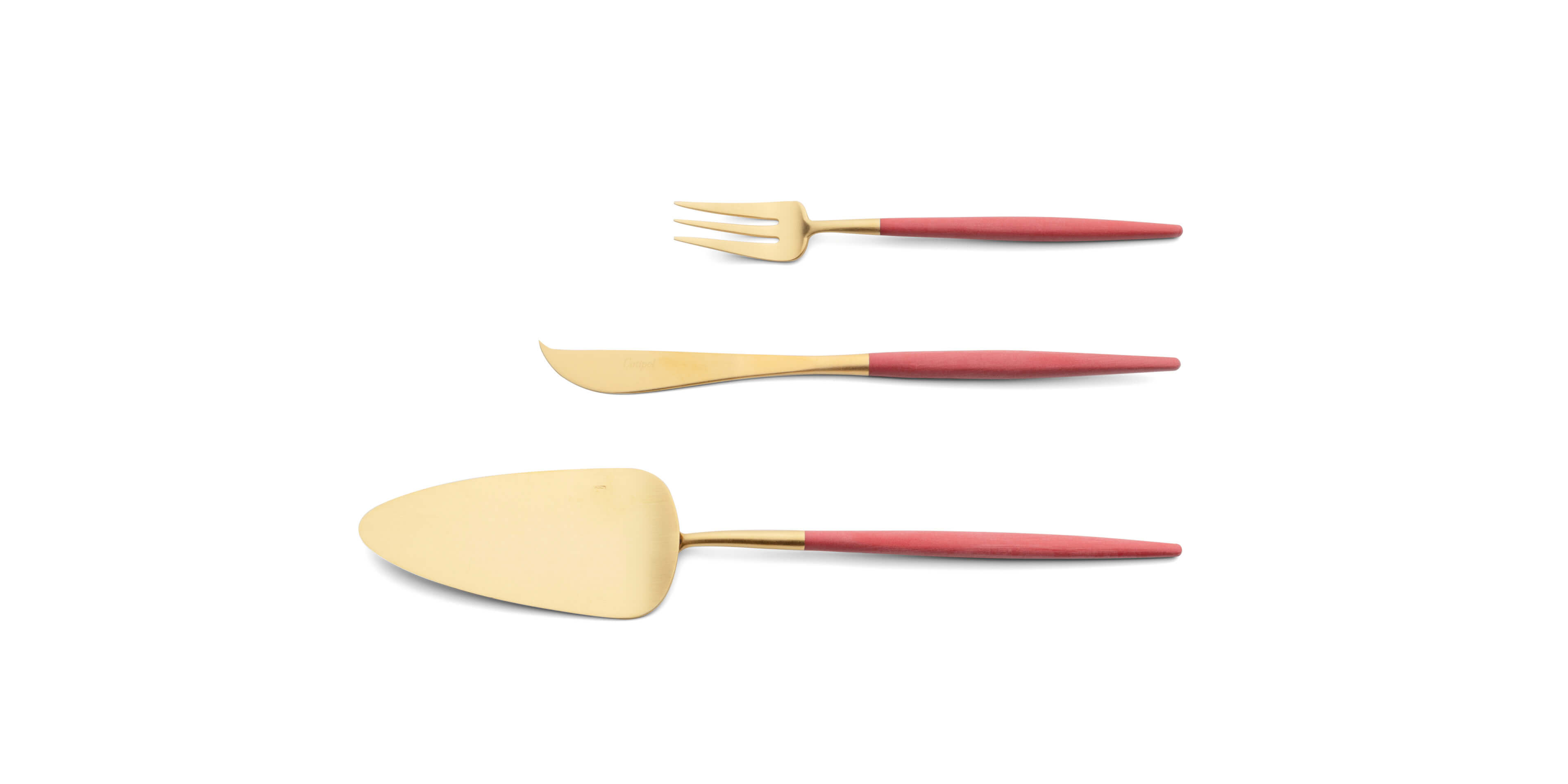 Pie server, cheese knife and pastry fork Cutipol Goa Red Gold