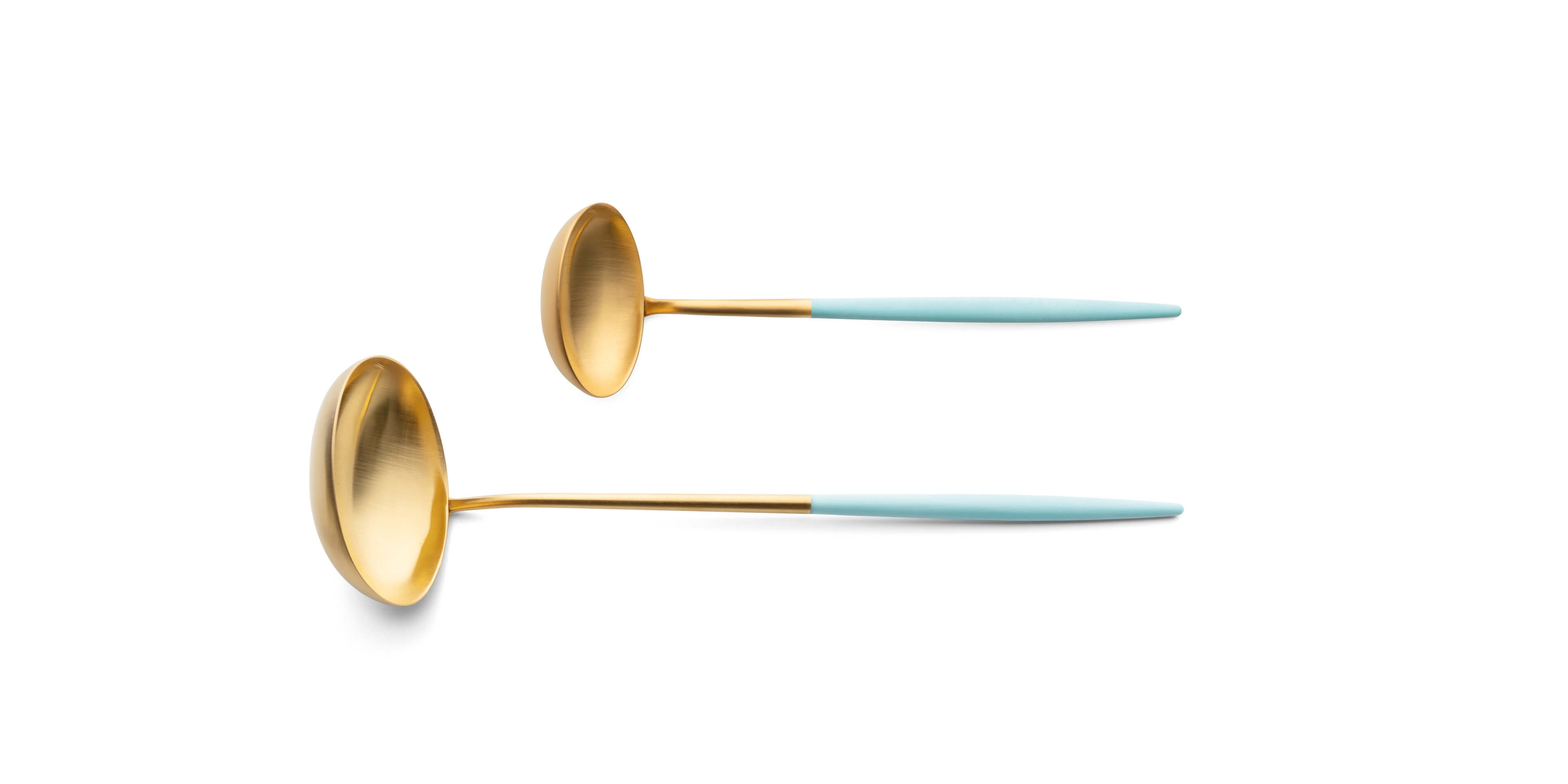 Concha terrina e colher de molho Cutipol Goa Turquoise dourado