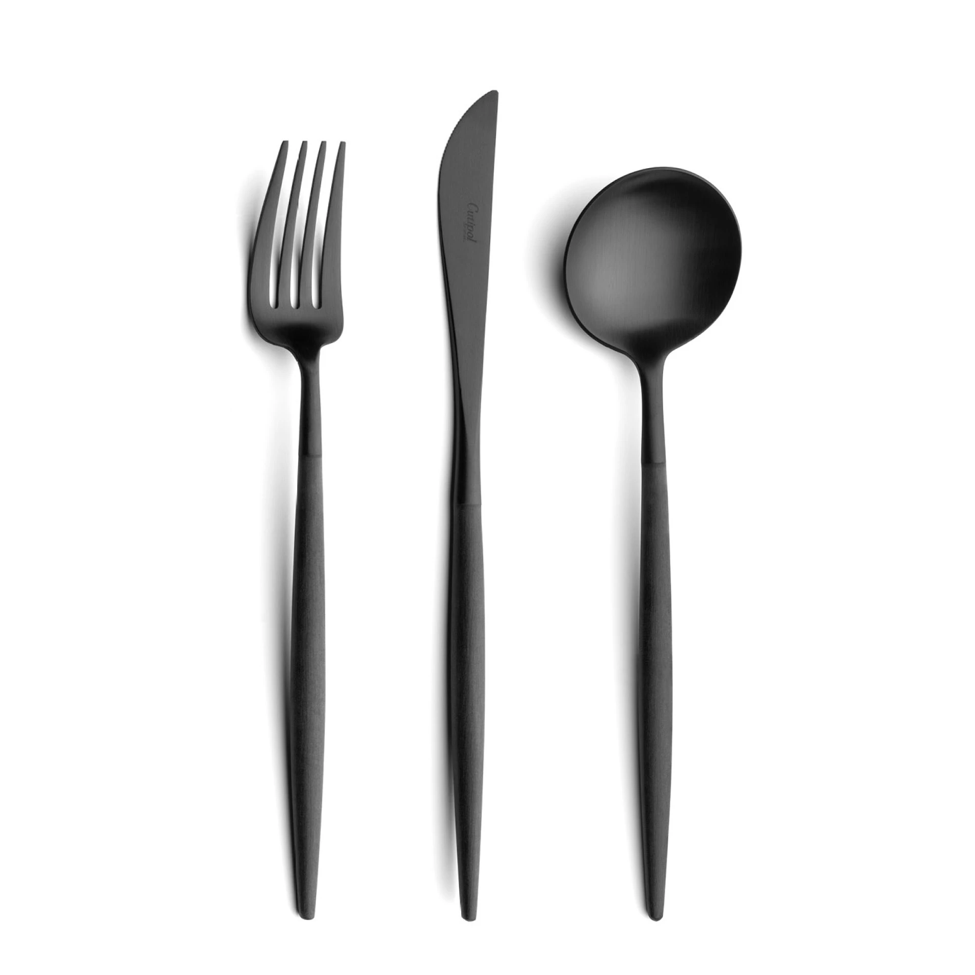 Cutipol Cutlery Goa All Black with dinner fork, dinner knife, table spoon