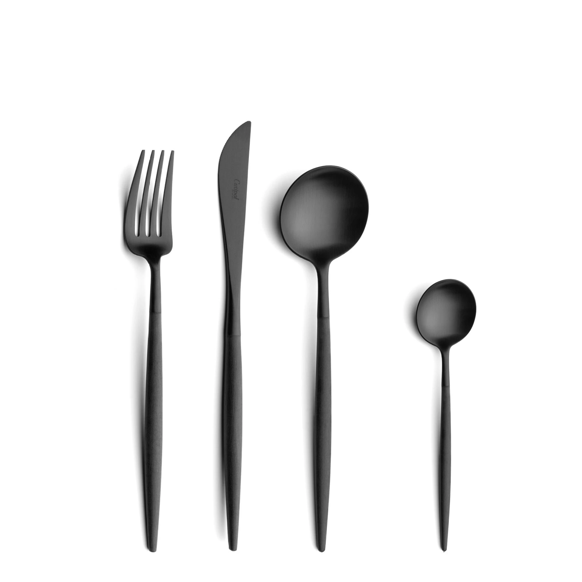 Cutipol Cutlery Goa Black PVD with dessert fork, dessert knife, dessert spoon and tea-coffee spoon