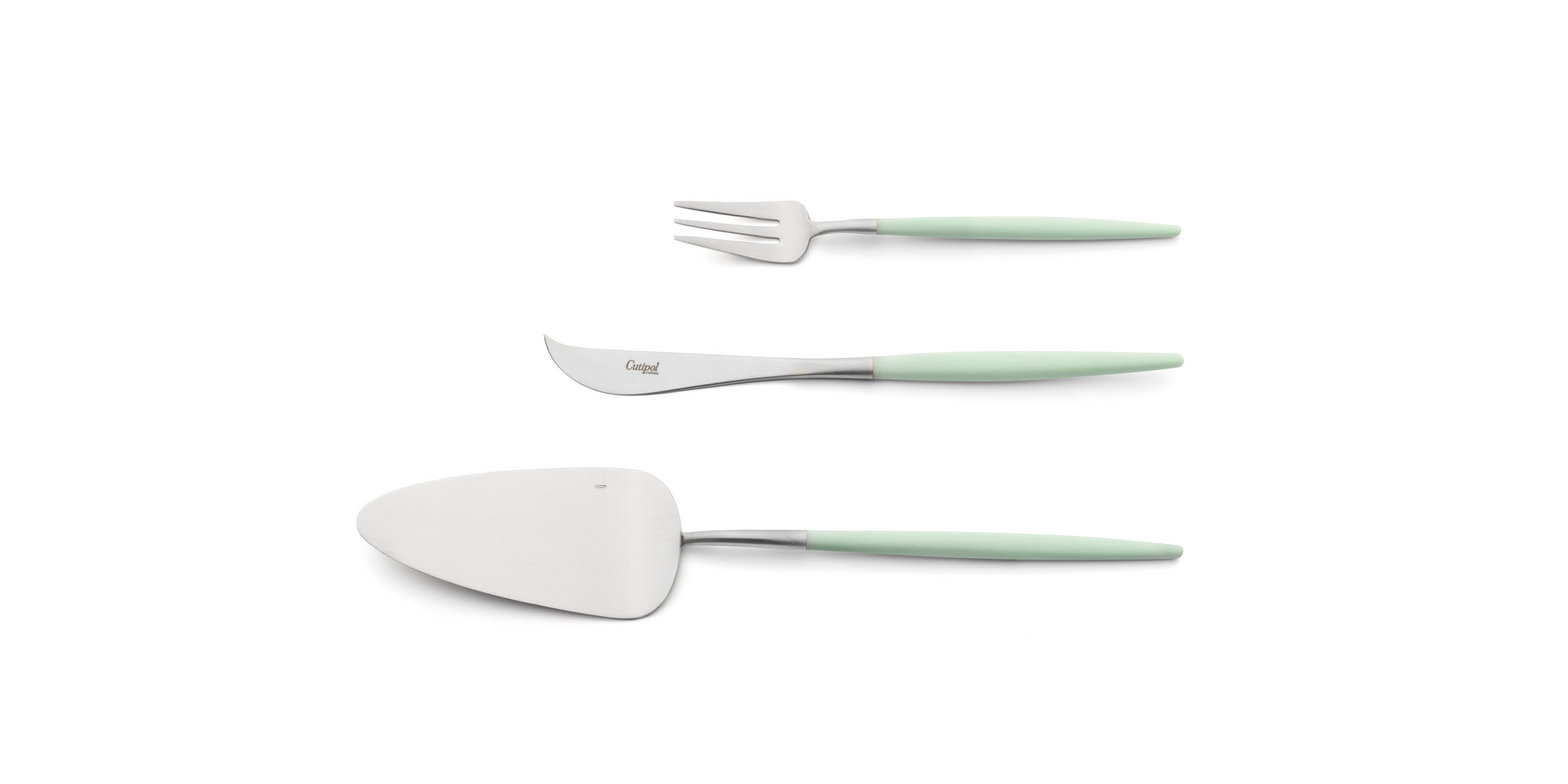 Pie server, cheese knife and pastry fork Cutipol Goa Celadon