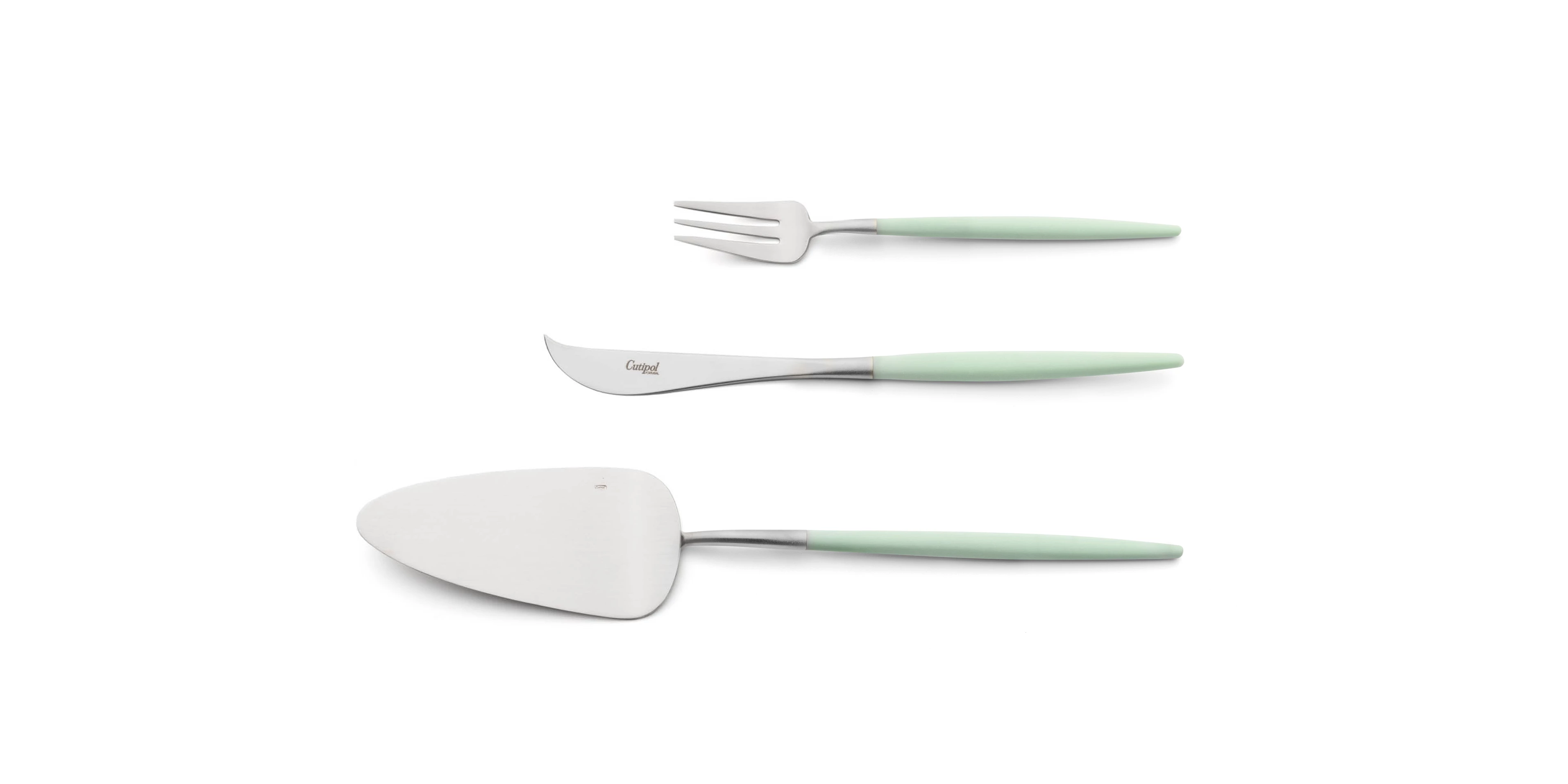 Pie server, cheese knife and pastry fork Cutipol Goa Celadon