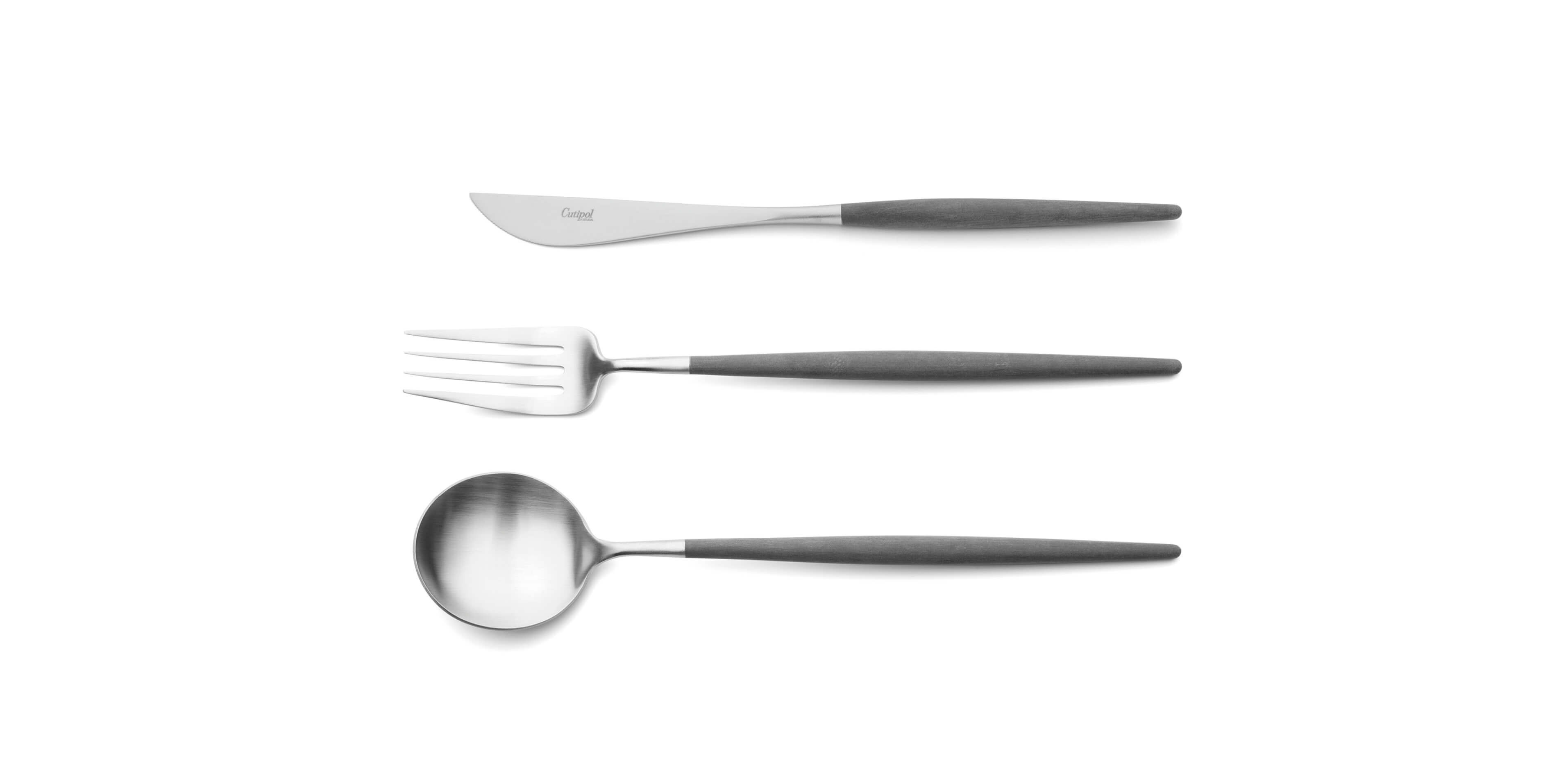 Colher de servir, garfo de servir e faca de servir Cutipol Goa Grey