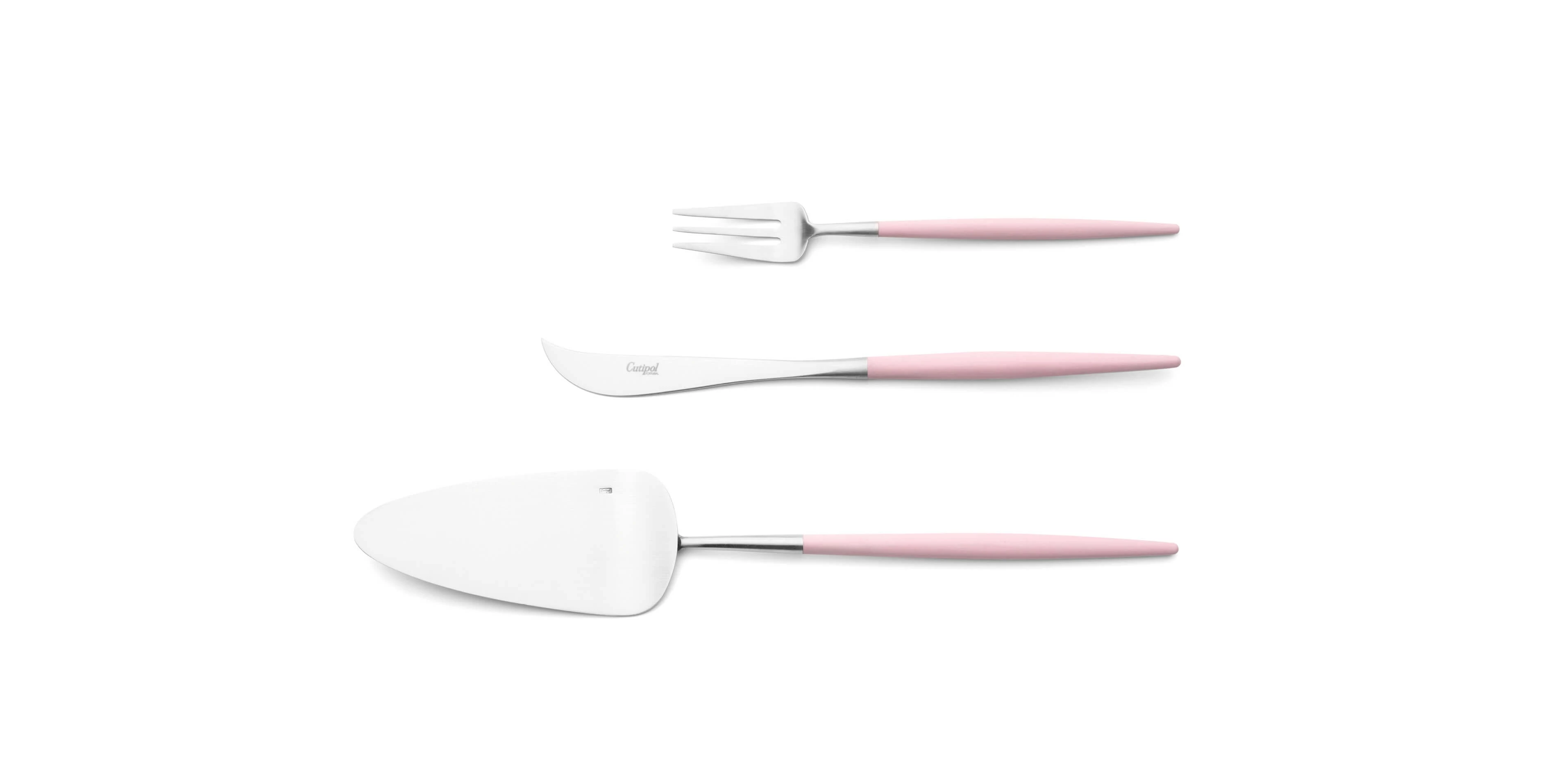 Pie server, cheese knife and pastry fork Cutipol Goa Pink