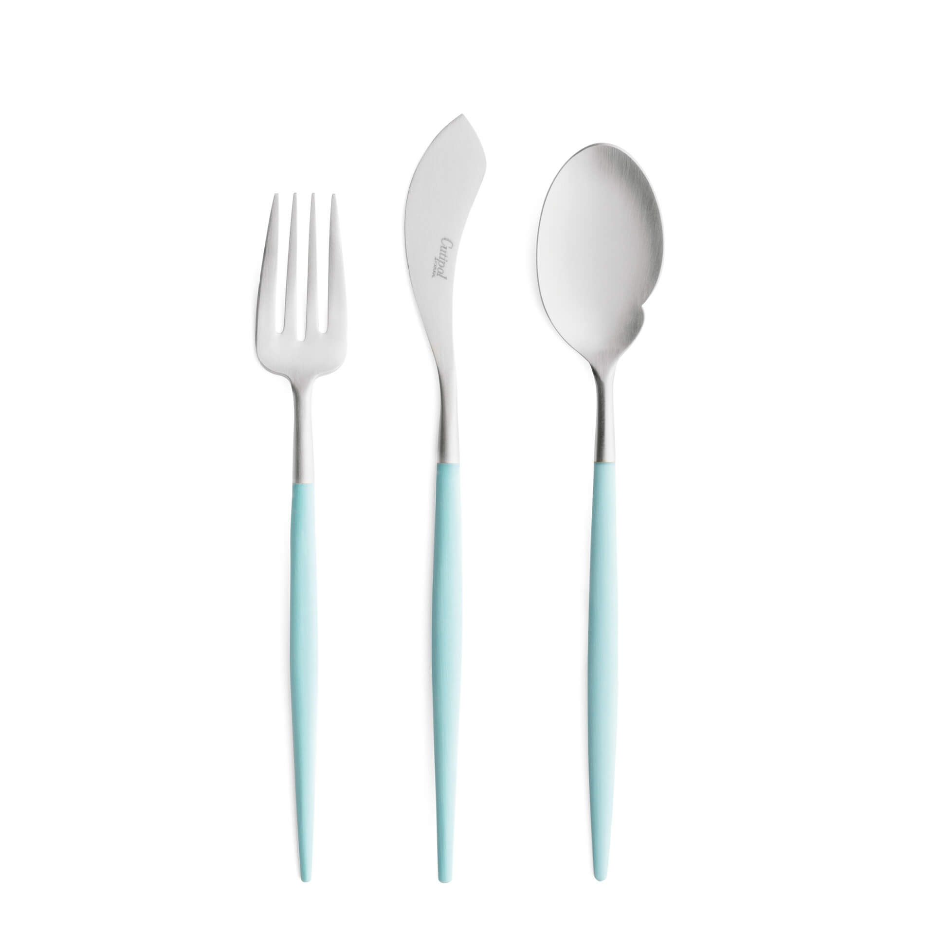 Cutipol Cutlery Goa Turquoise with fish fork, fish knife and gourmet spoon