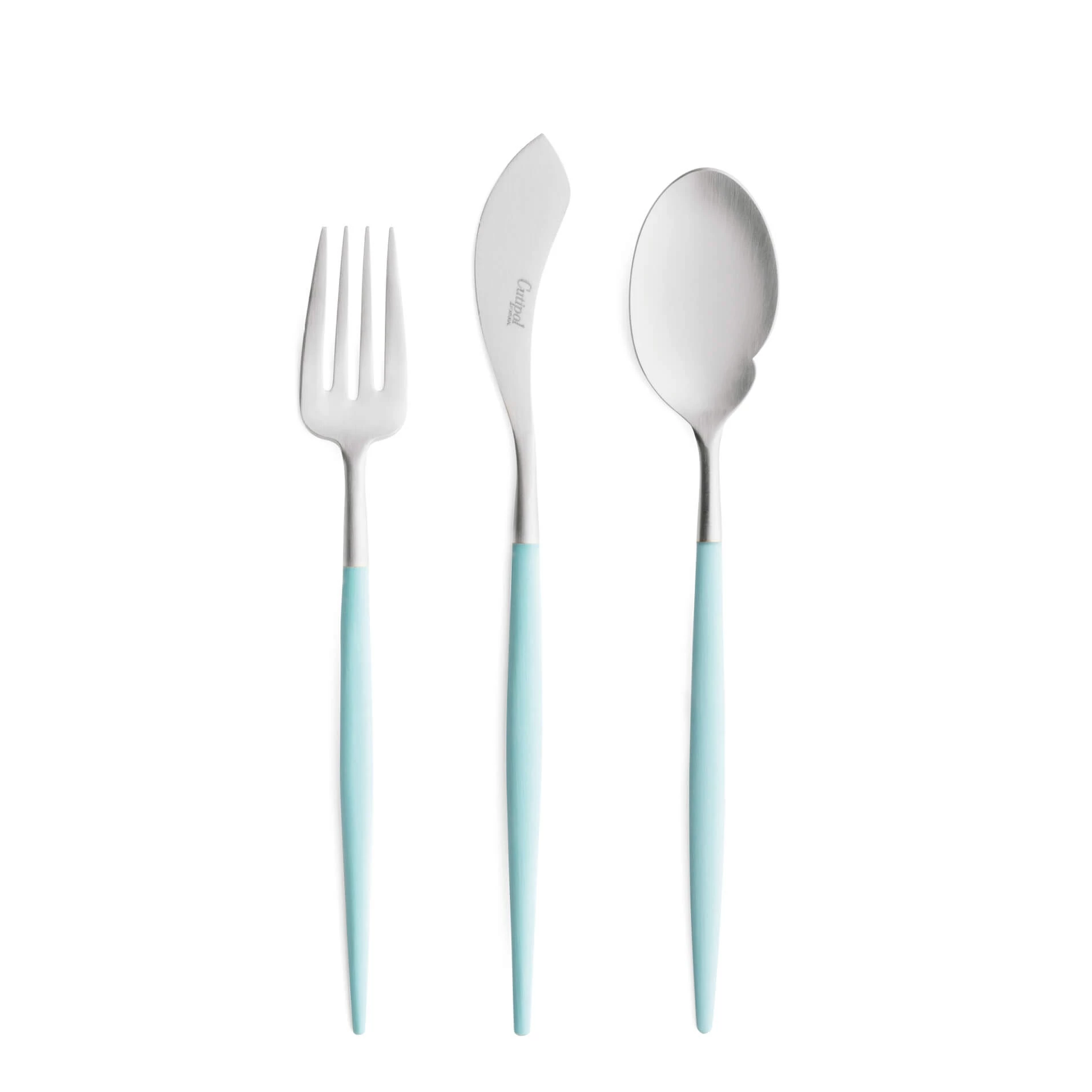 Cutipol Cutlery Goa Turquoise with fish fork, fish knife and gourmet spoon