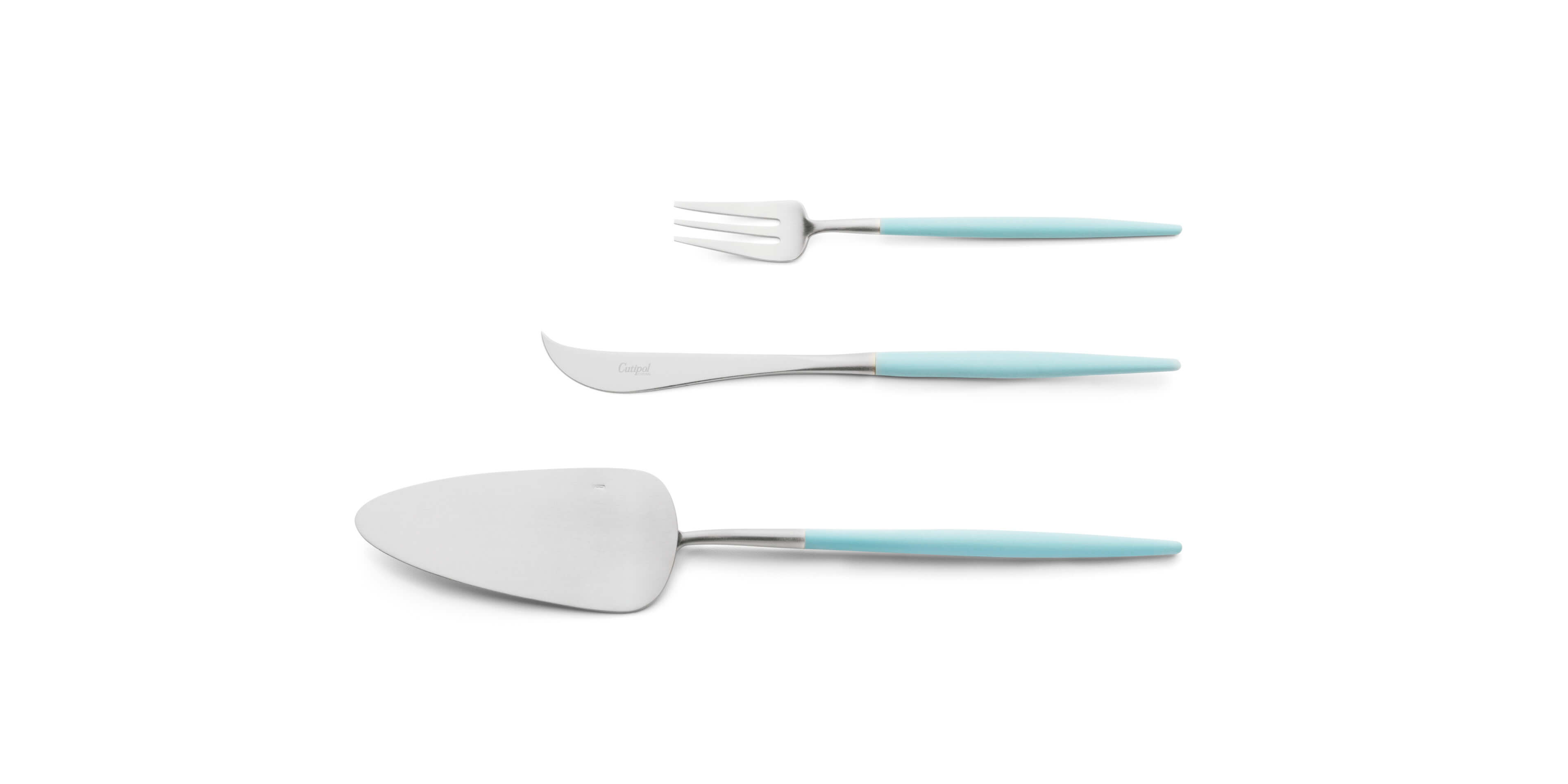 Pie server, cheese knife and pastry fork Cutipol Goa Turquoise