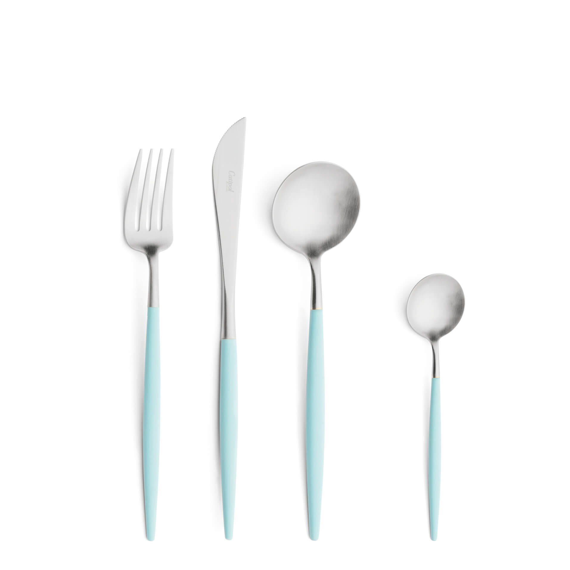 Cutipol Cutlery Goa Turquoise with dessert fork, dessert knife, dessert spoon and tea-coffee spoon