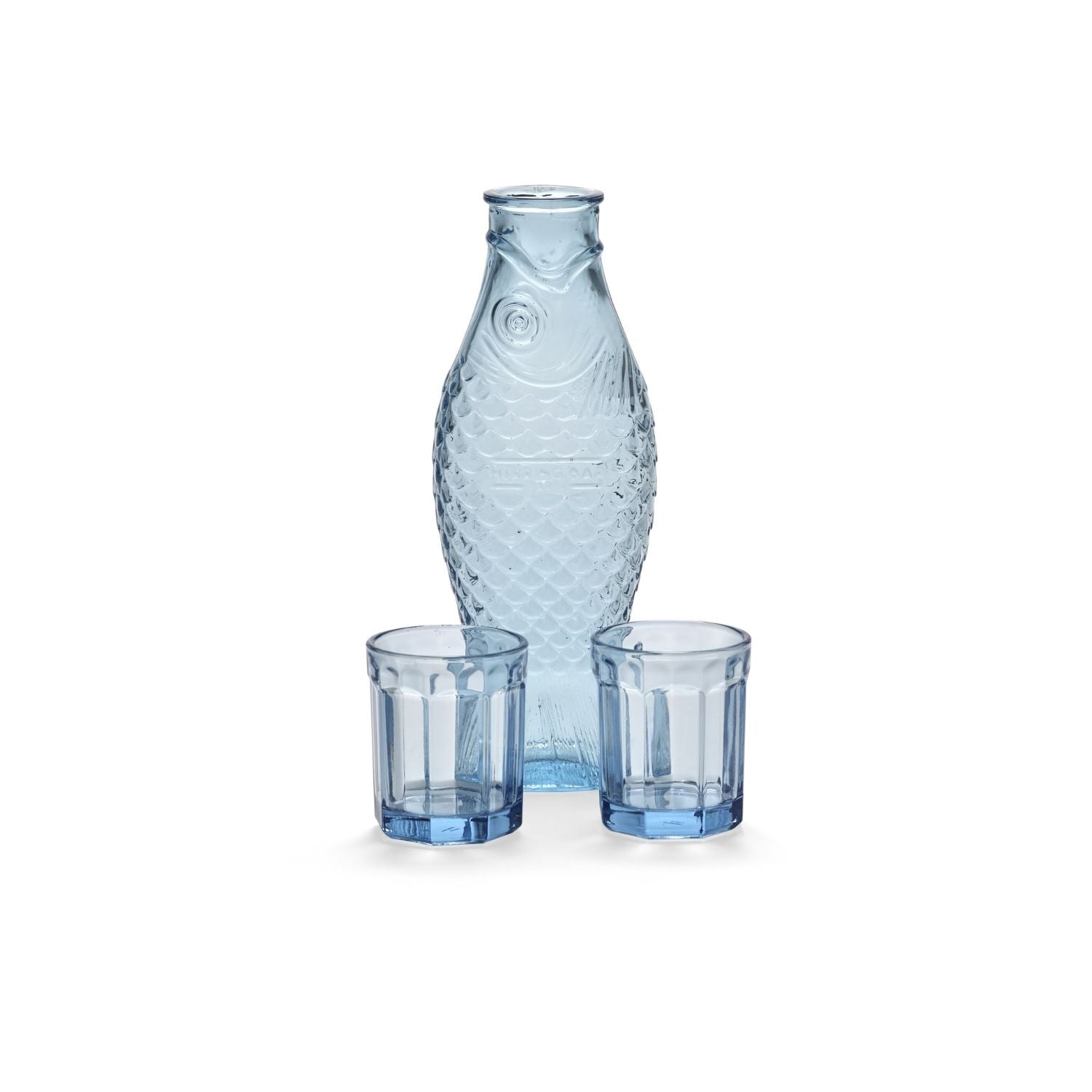 SERAX Fish & Fish – Carafe with 2 glasses set transparent blue #1