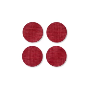CHILEWICH Basketweave - Set of 4 round coasters (scarlet)