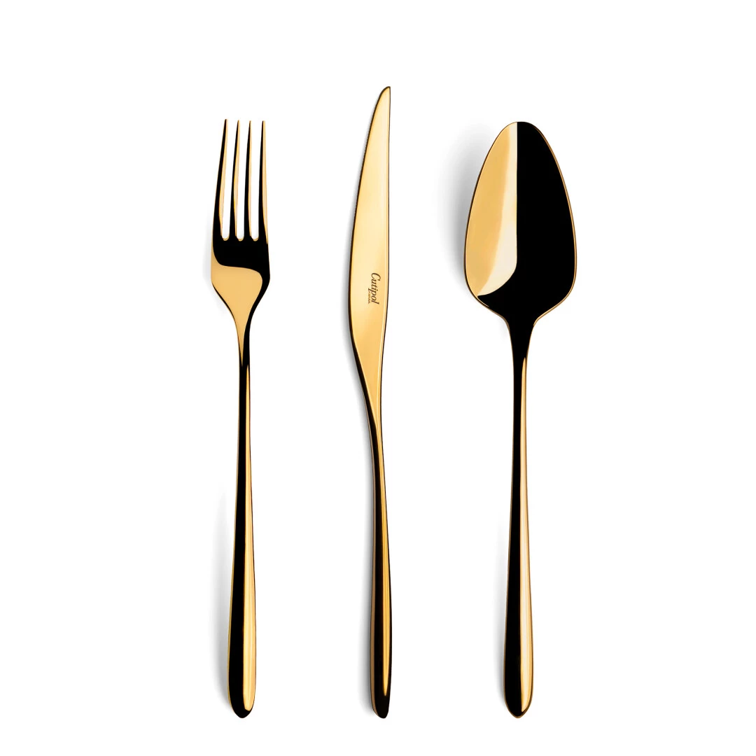 Cutipol Cutlery AM Aires Mateus Gold Polished with dinner fork, dinner knife, dinner spoon