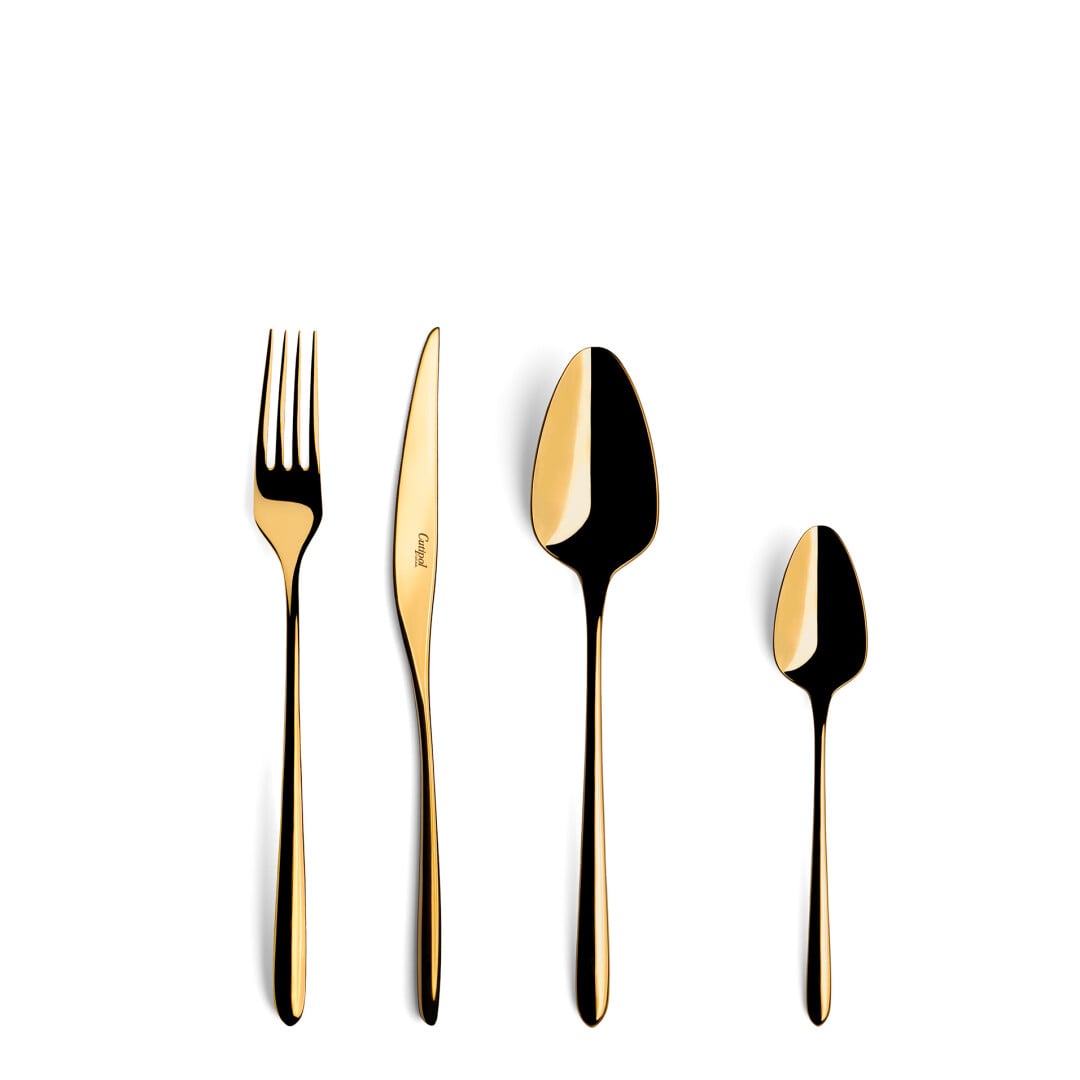 Cutipol Cutlery AM Aires Mateus Gold with dessert fork, dessert knife, dessert spoon, tea / coffee spoon