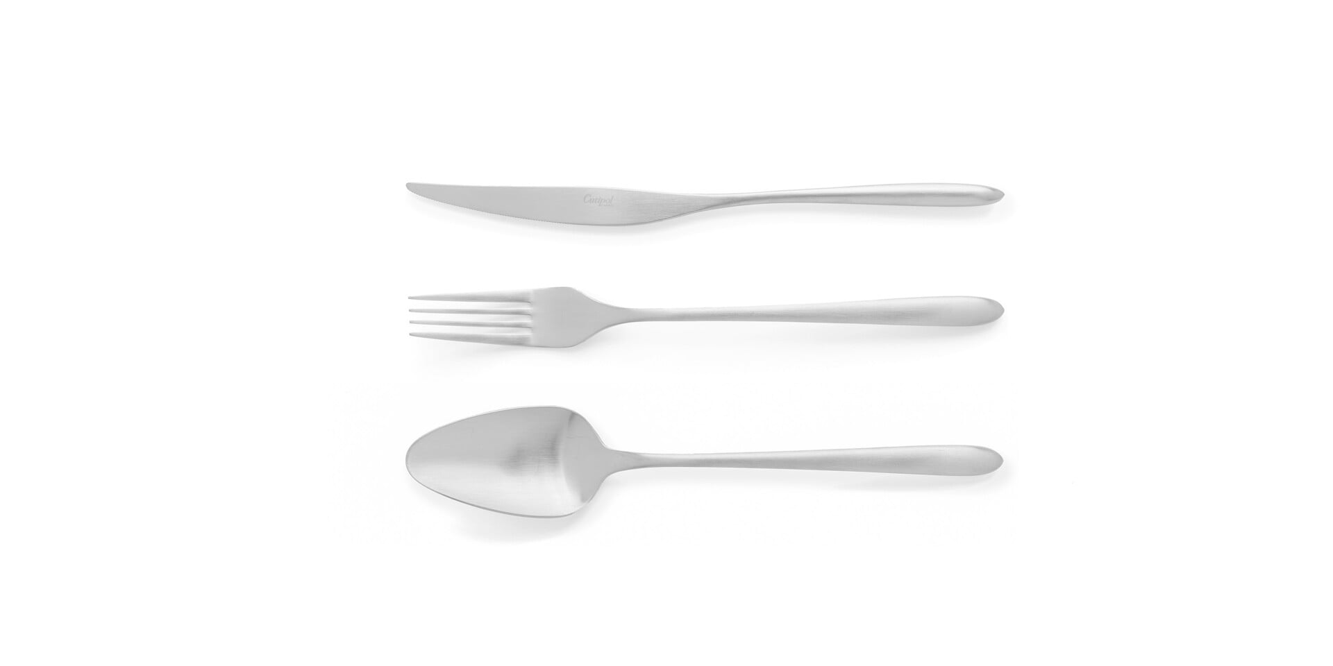 Talheres Cutipol AM Aires Mateus Matte com garfo de servir, faca de trinchar, colher de servir